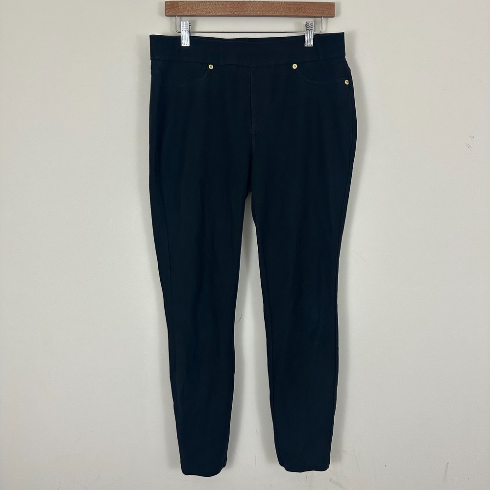 Michael Michael Kors Skinny Pants Black Cotton Blend Pull On Chic Womens Large